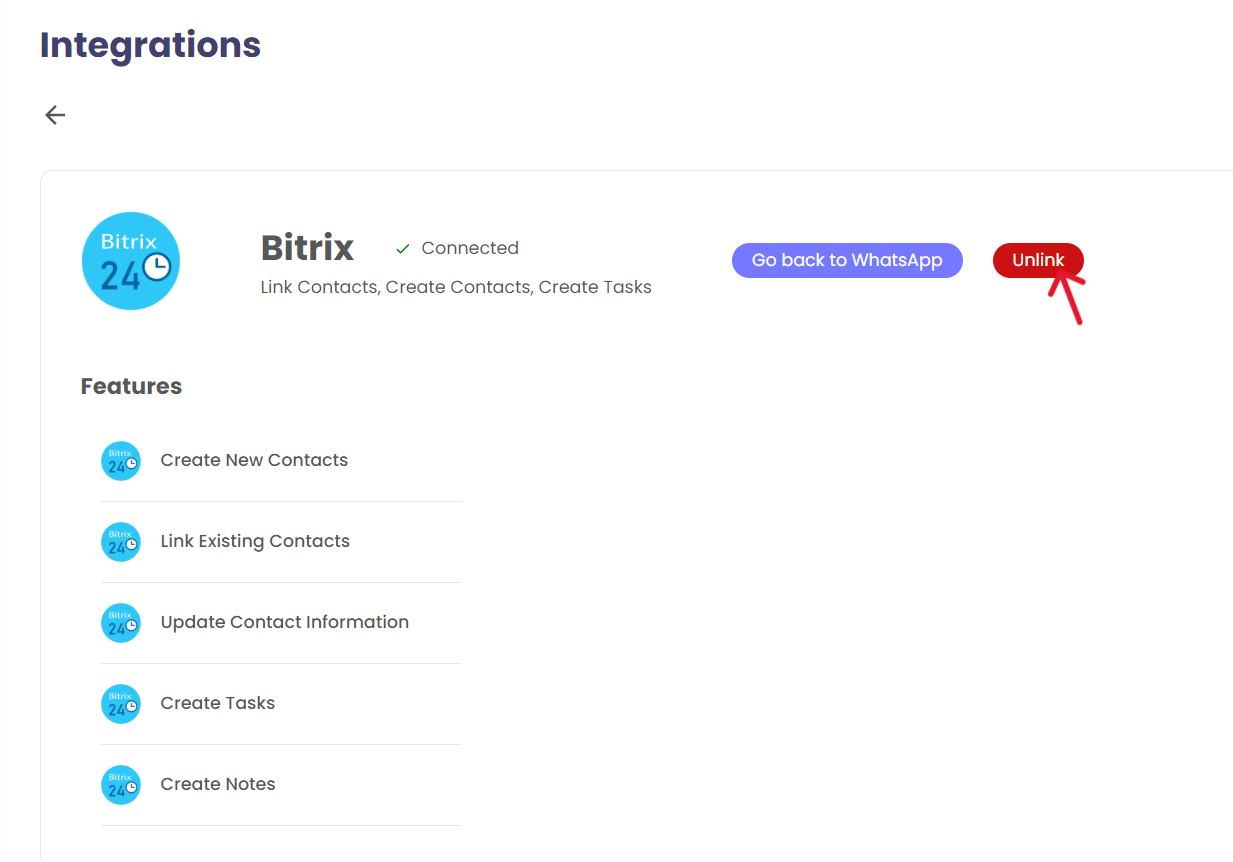 Unlink Bitrix integration