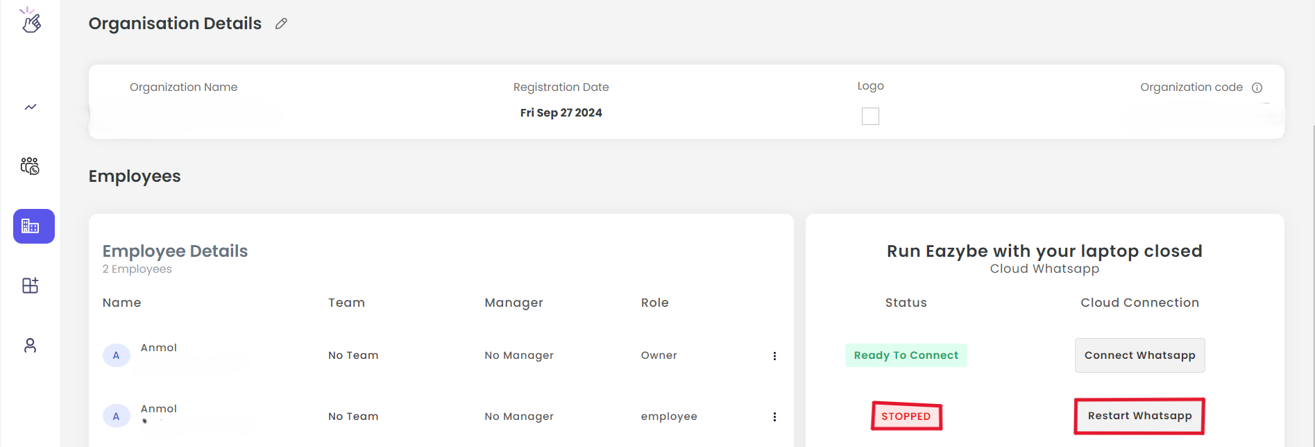 Workspace Status Updated
