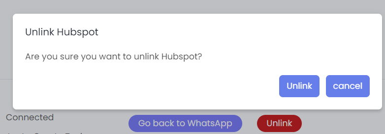 Unlink HubSpot Button