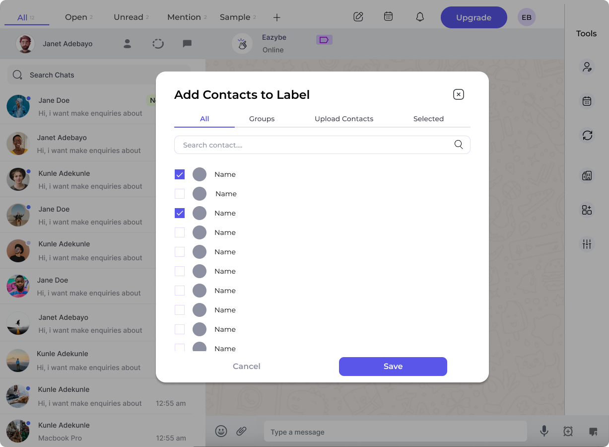 Add Contacts to Label