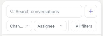 Search, Channels, Assignee, and All filters controls in Team Inbox