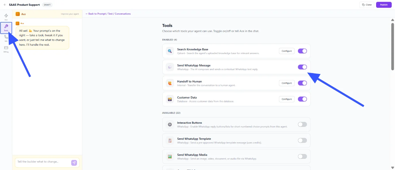 Review Configured Agent Tools