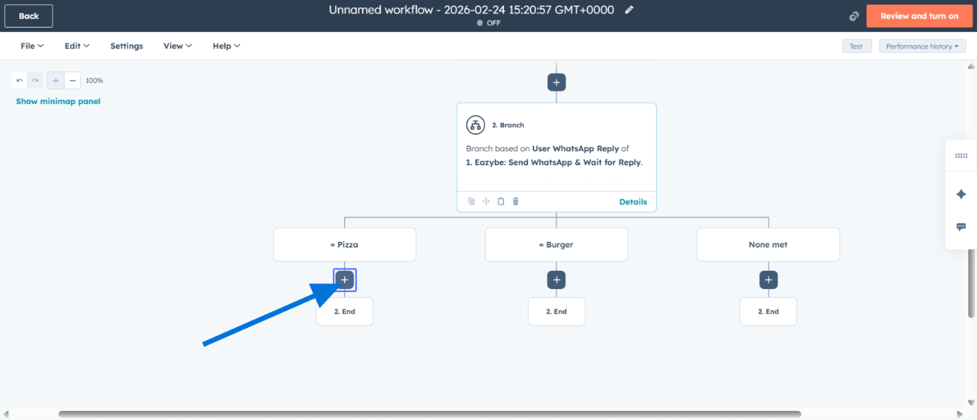 Seleccione la Plantilla de WhatsApp para la rama