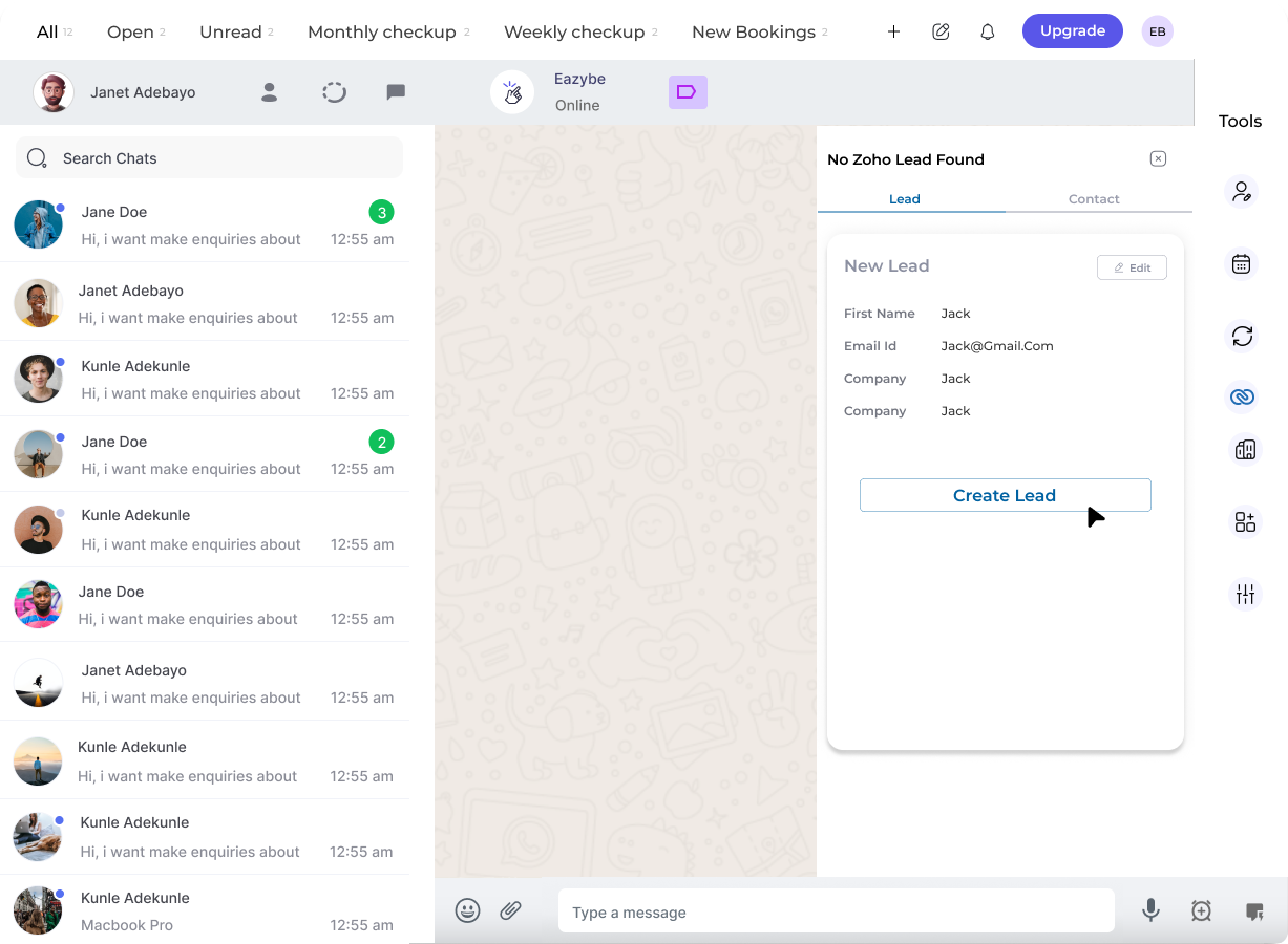 Mini-CRM View Interface