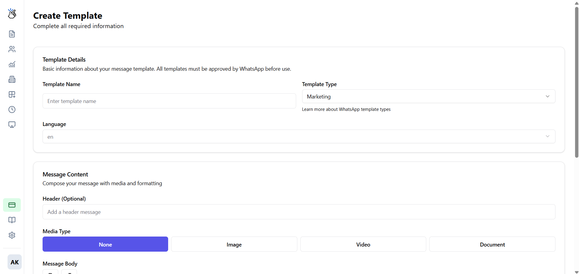 Create Template Button