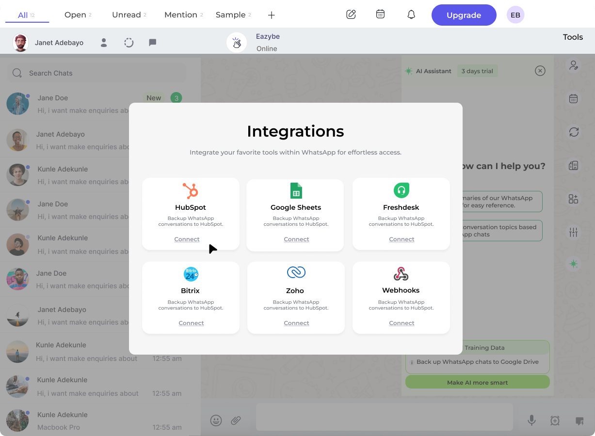 HubSpot Integration Selection
