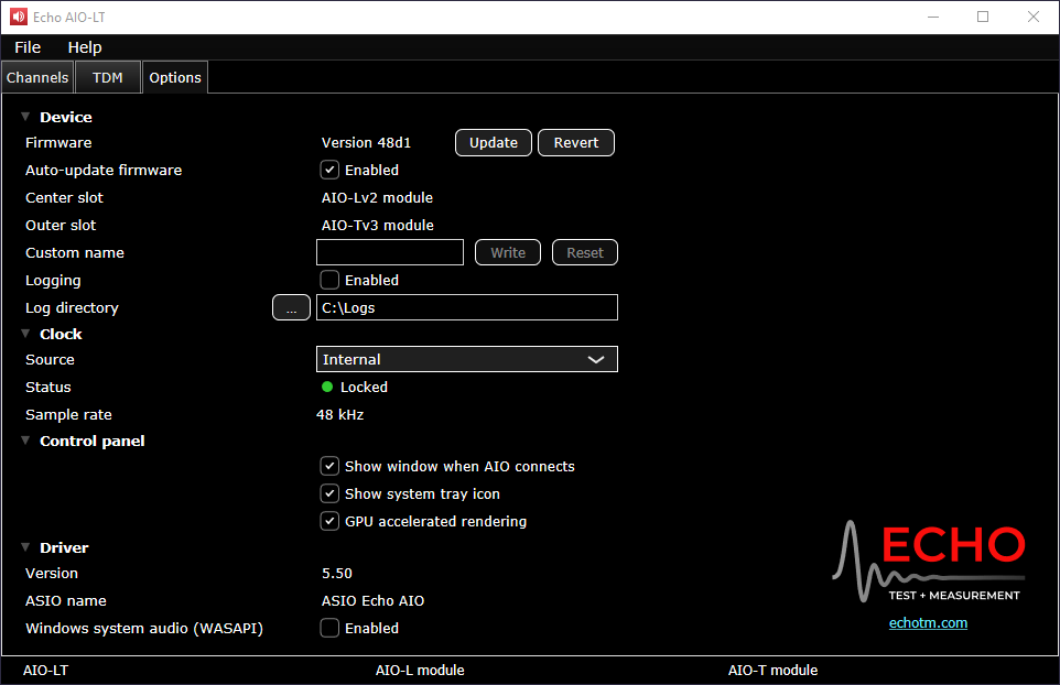 Options tab