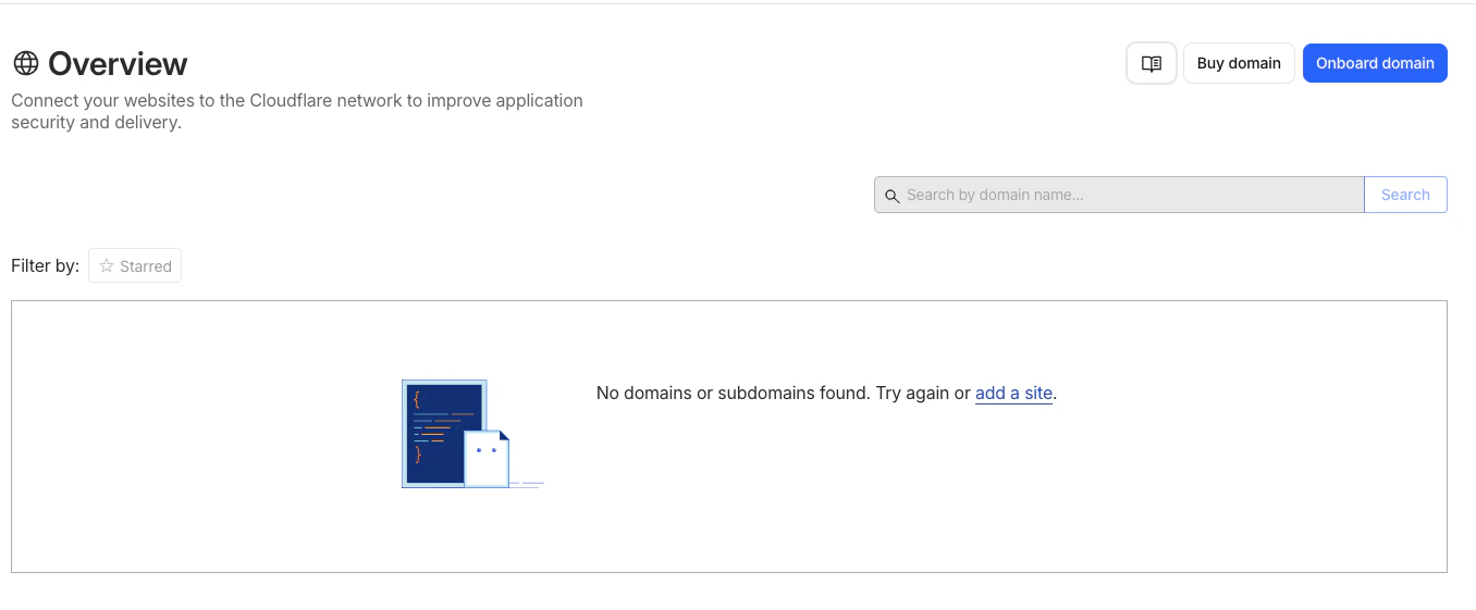 Butonul Onboard Domain din Cloudflare