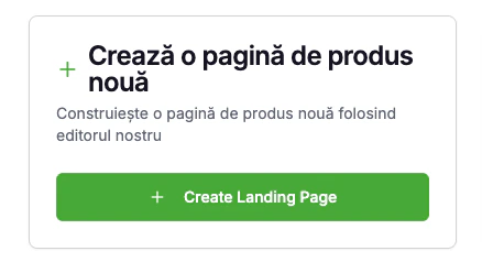 Butonul pentru crearea unei pagini de produs noi
