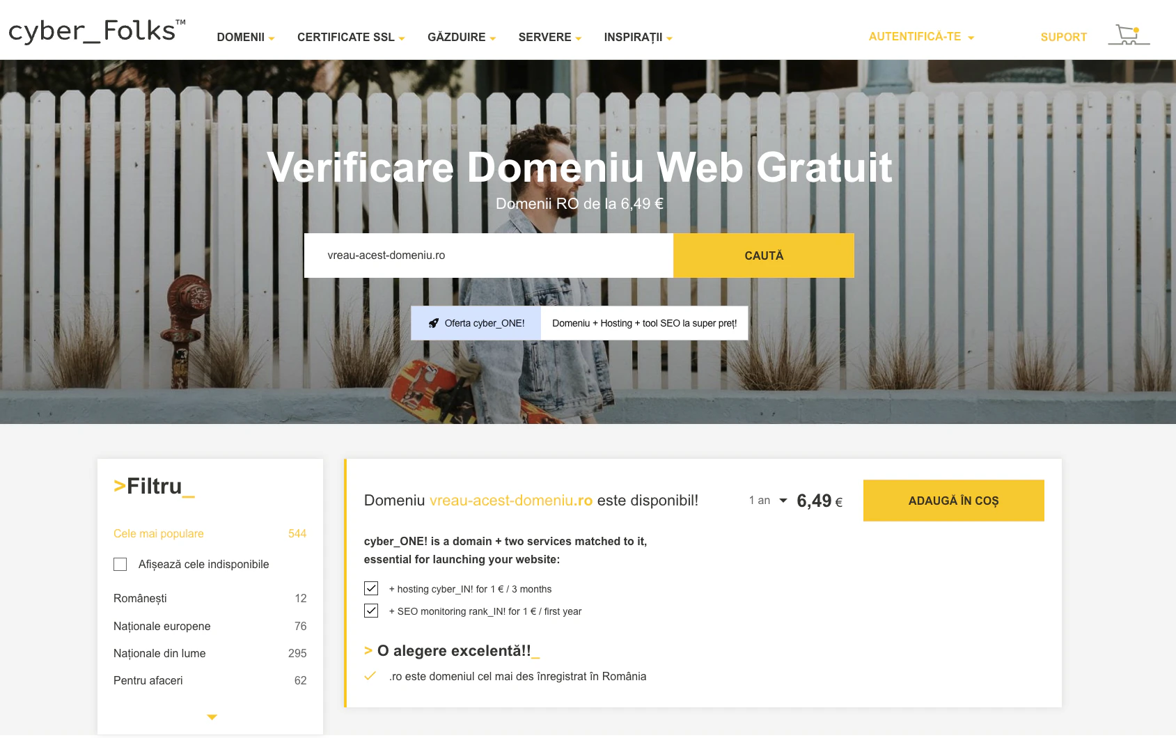 Verificarea disponibilității domeniului pe CyberFolks