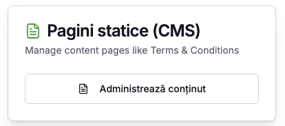 Butonul Administrează conținut pentru pagini statice