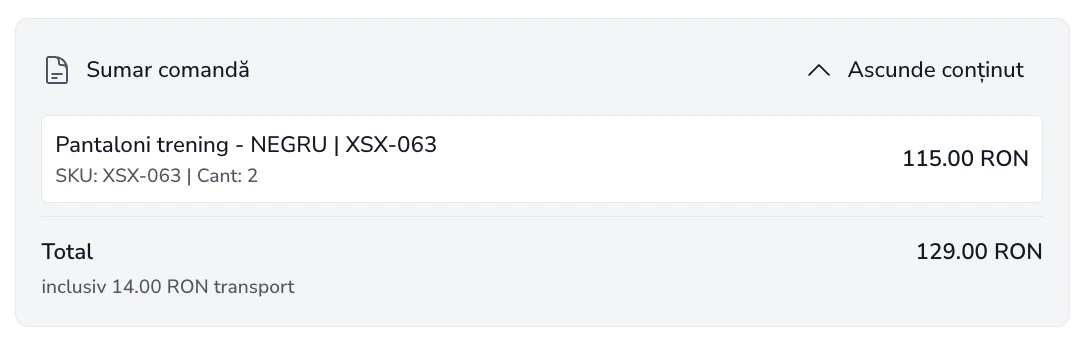 Order Confirm Modal