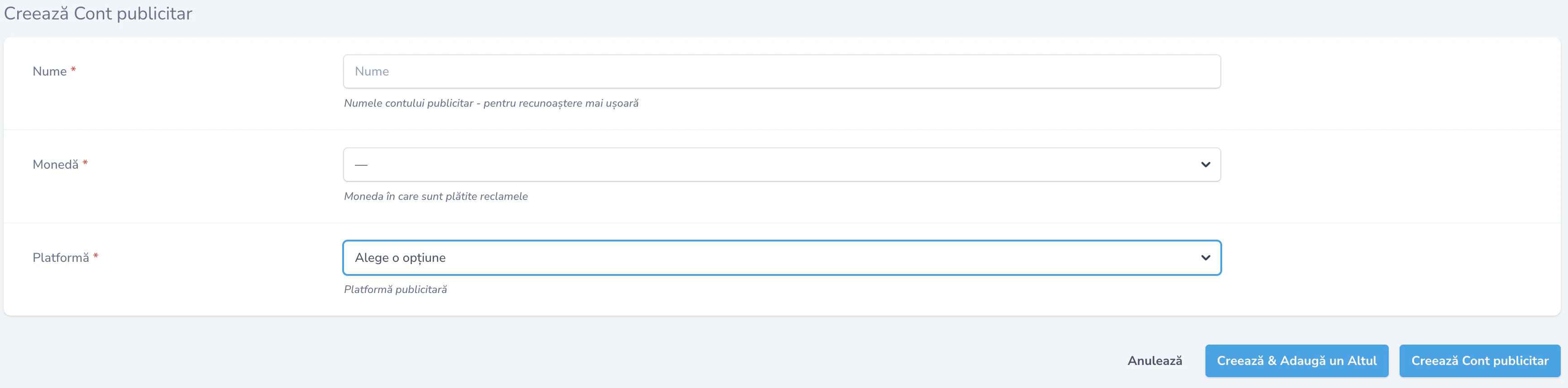 Ad Account Form