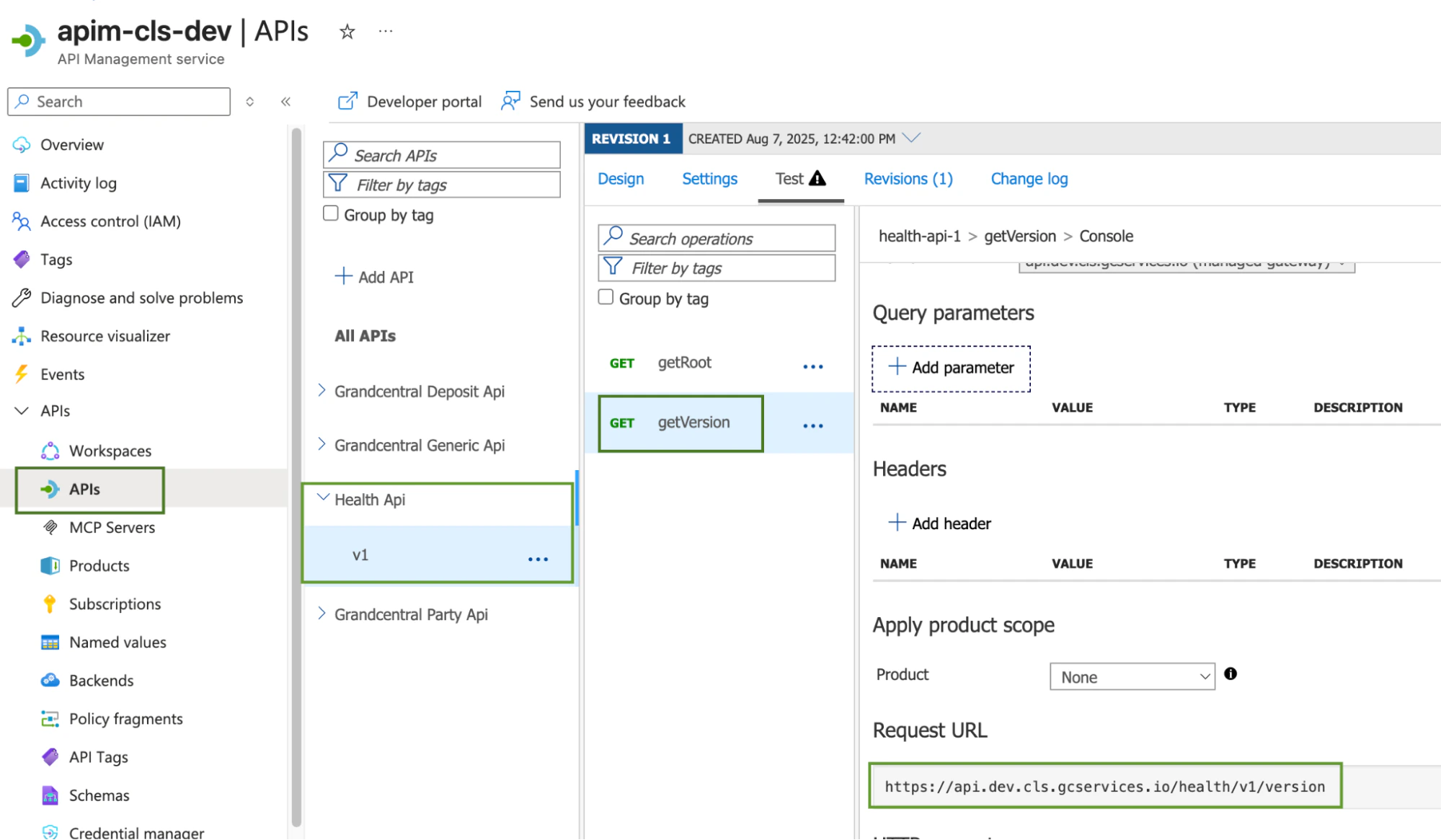 Connector URL and Subscription key location in the Azure portal