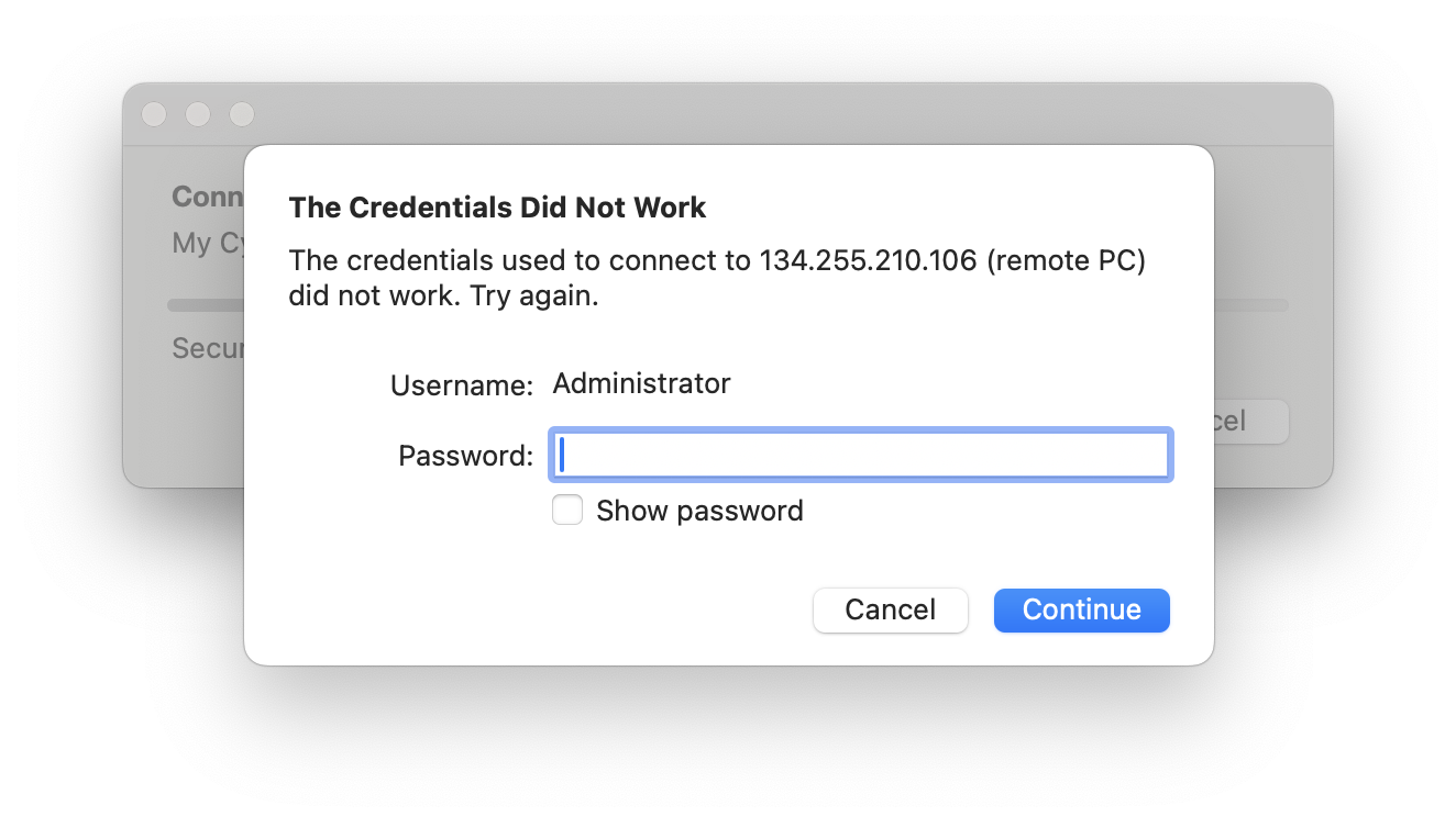 Certificate prompt during first RDP connection on macOS