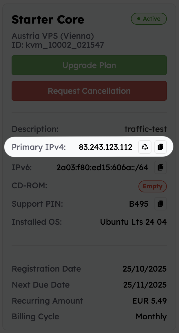 Recycle icon for requesting a free IP change