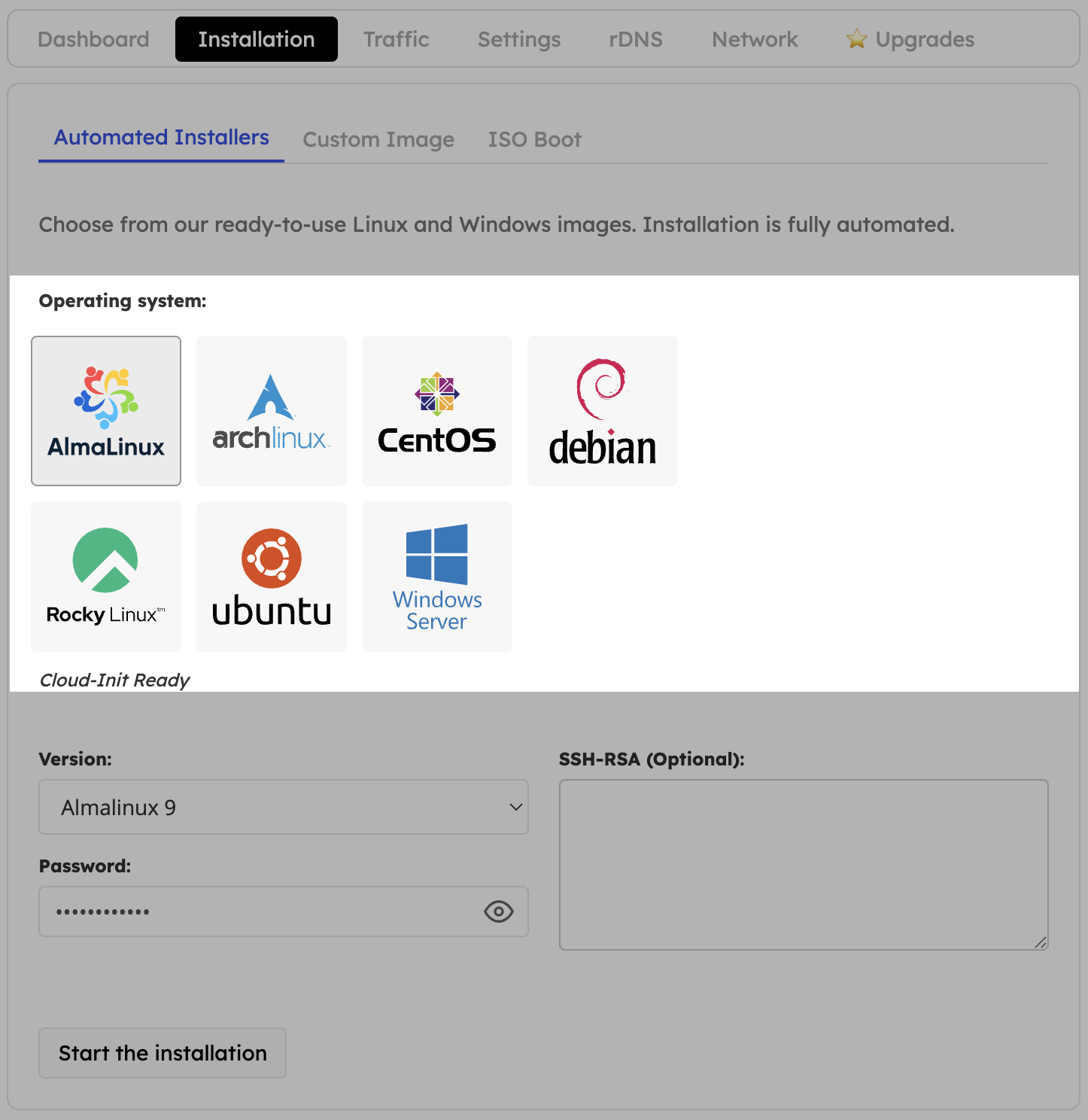 Selecting an AutoInstall template