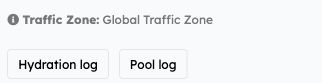 Traffic Zone label with Hydration log and Pool log buttons
