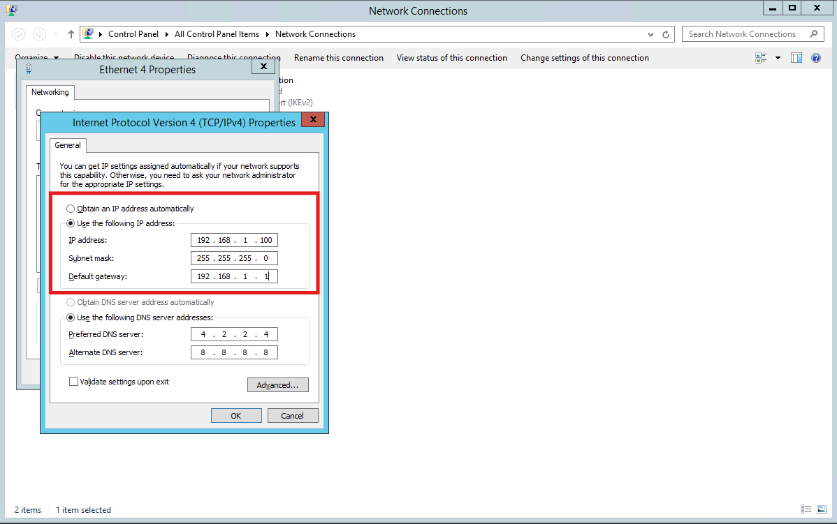 Windows IPv4 Properties