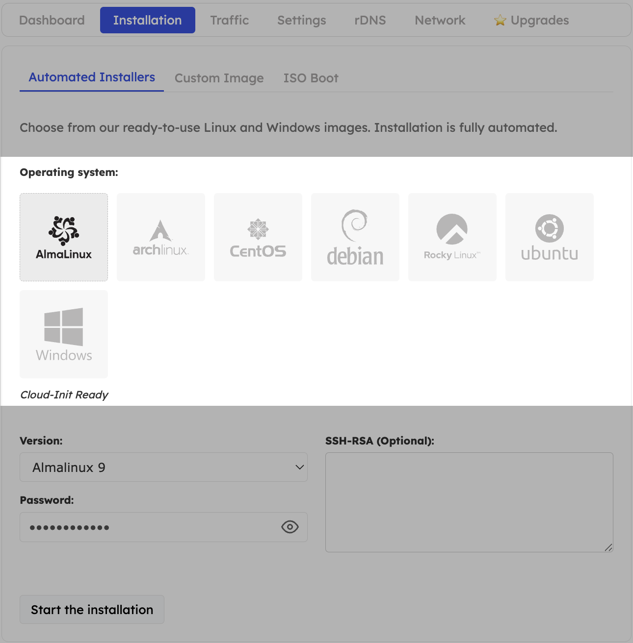 Selecting an AutoInstall template