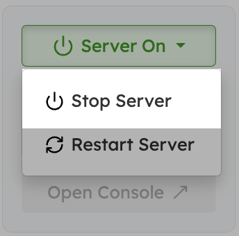 Restart server menu