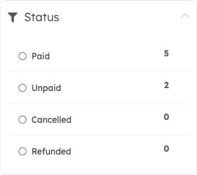Invoice status filters in the sidebar