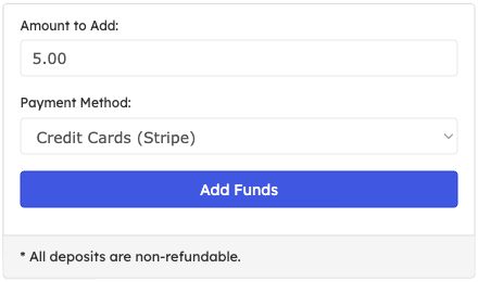 Amount to Add and Payment Method fields above the Add Funds button
