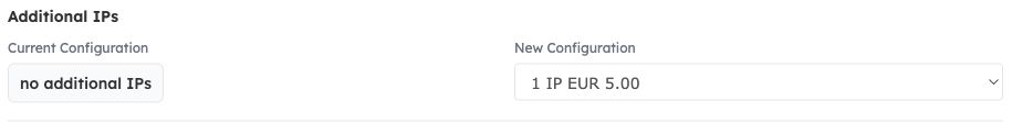 Additional IPs selector with one IP selected