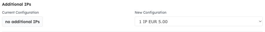 Additional IPs selector with one IP selected