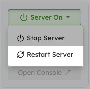 Restart server menu