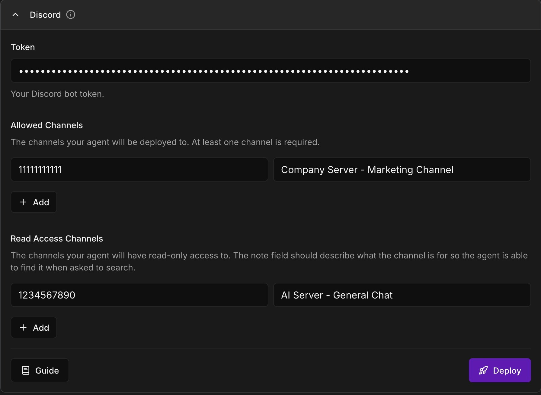Discord deployment channels