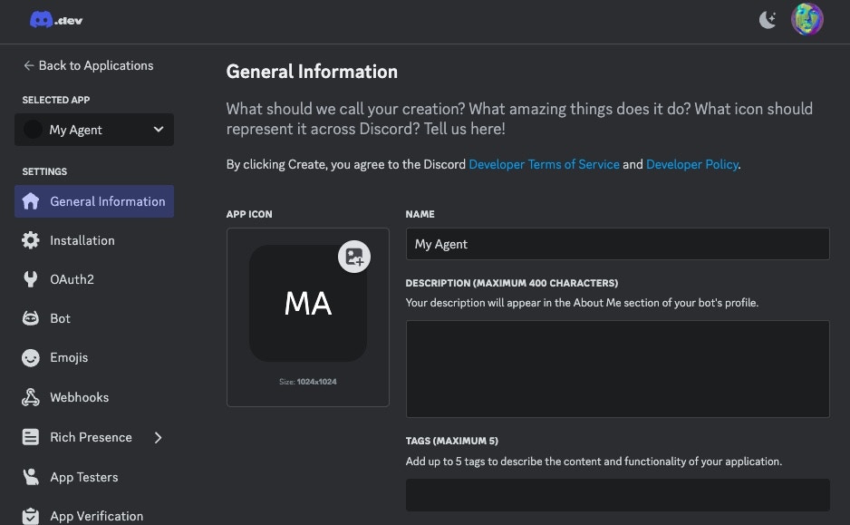 Discord deployment settings