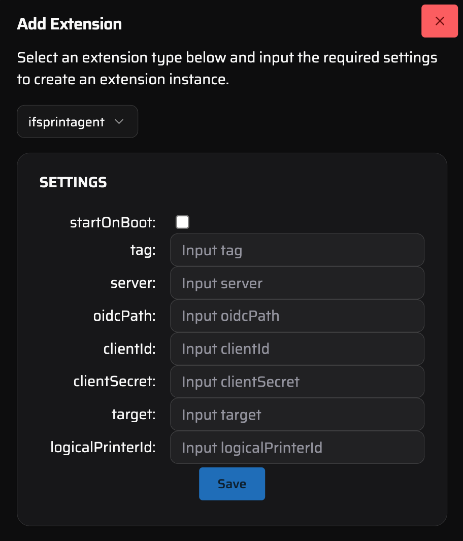 Add new extension interface for IFS Print Agent