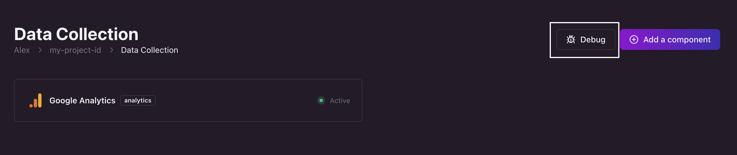 Where to find the debugging page for your project