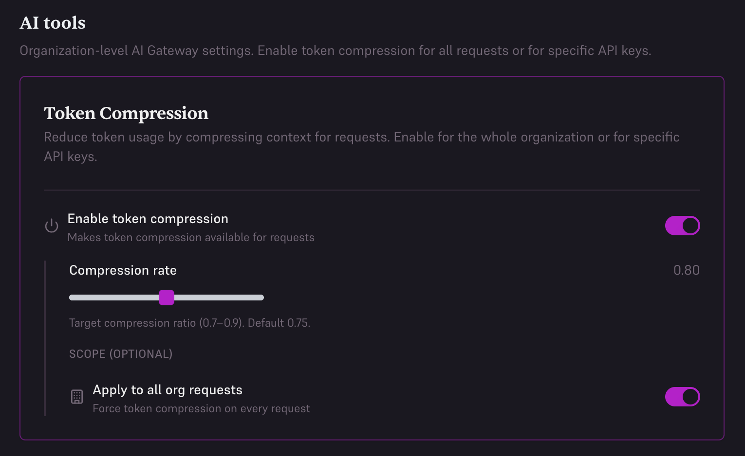 Enable compression organization-wide