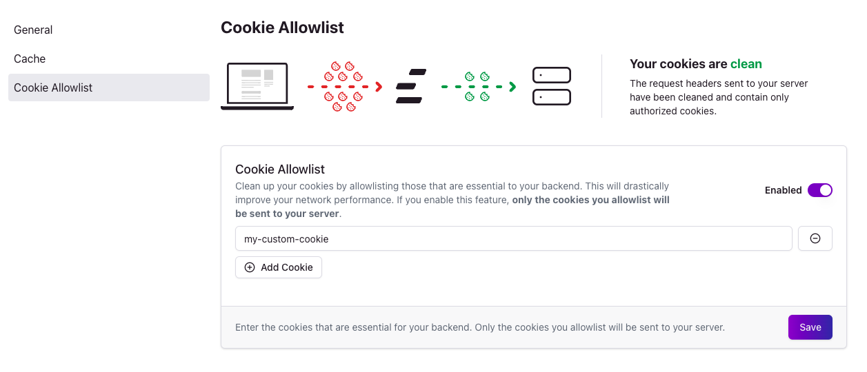 How to enable cookie allowlist on Edgee