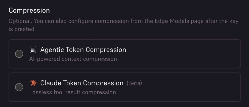 Create an API Key with compression