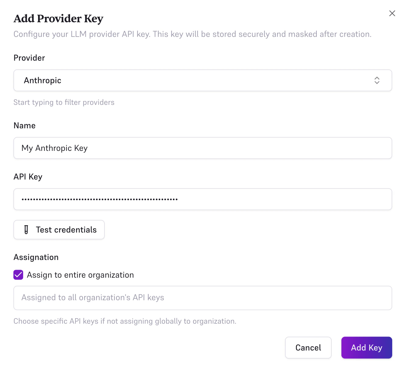 Create a provider key
