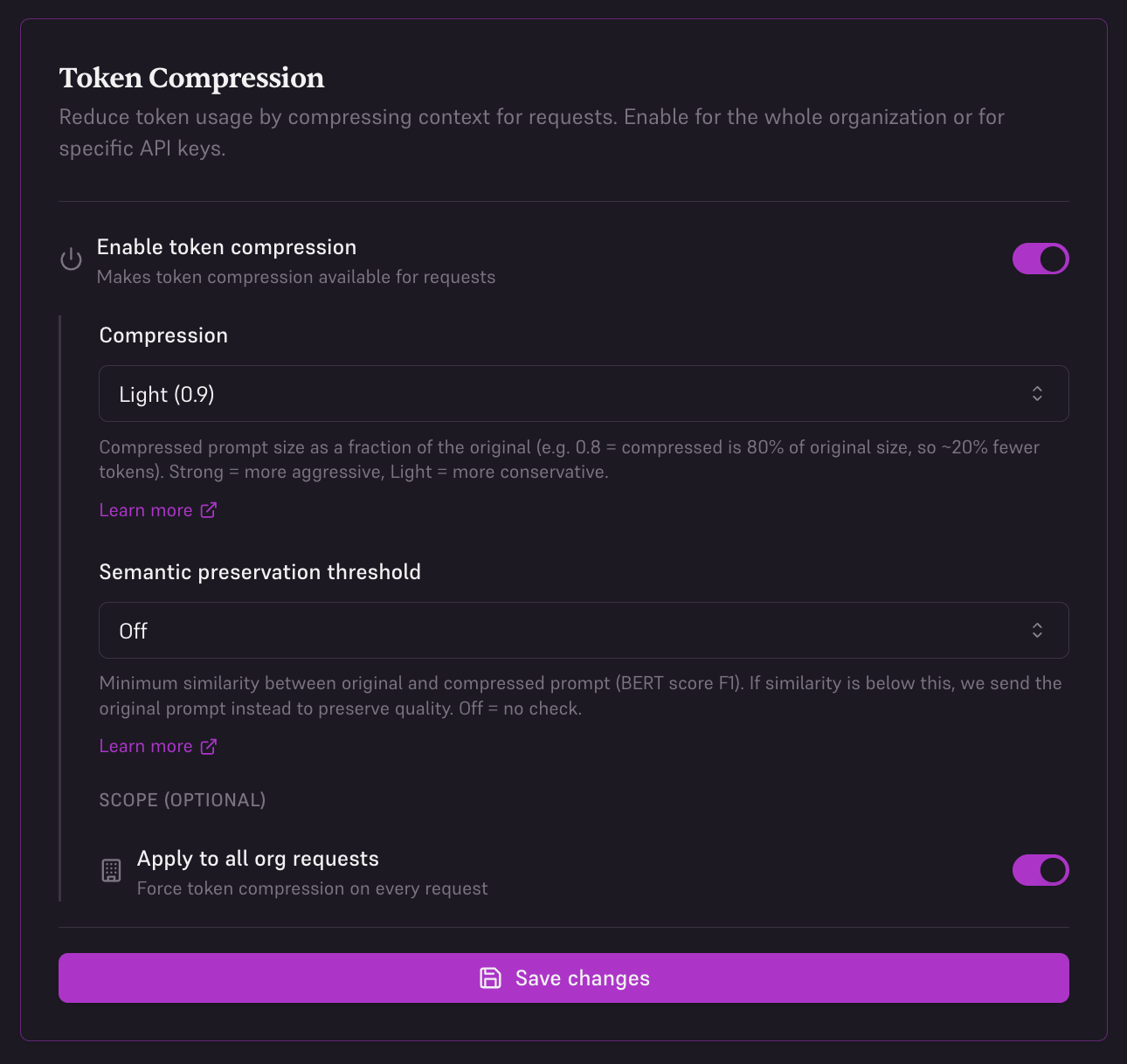 Enable compression organization-wide