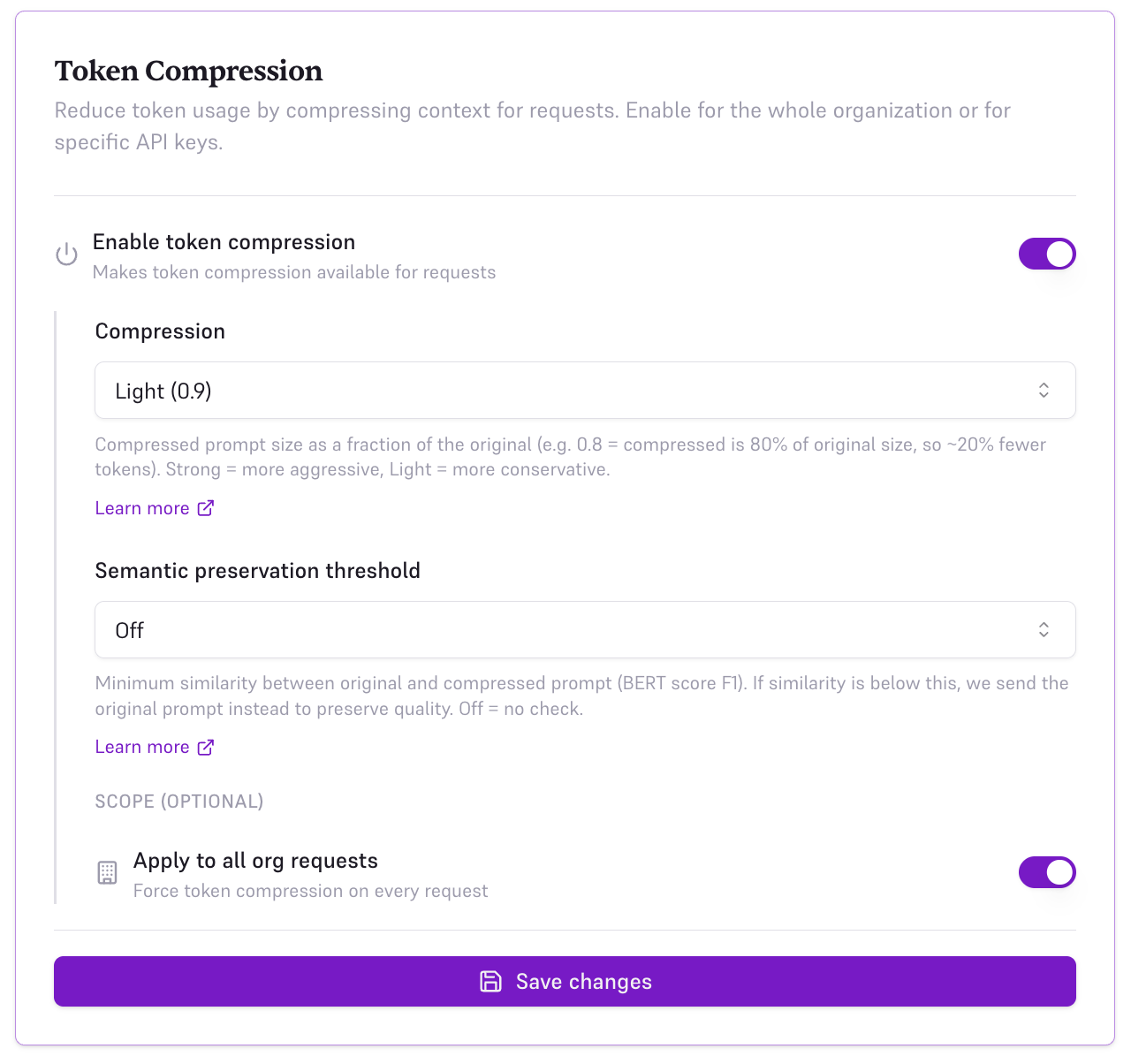 Enable compression organization-wide