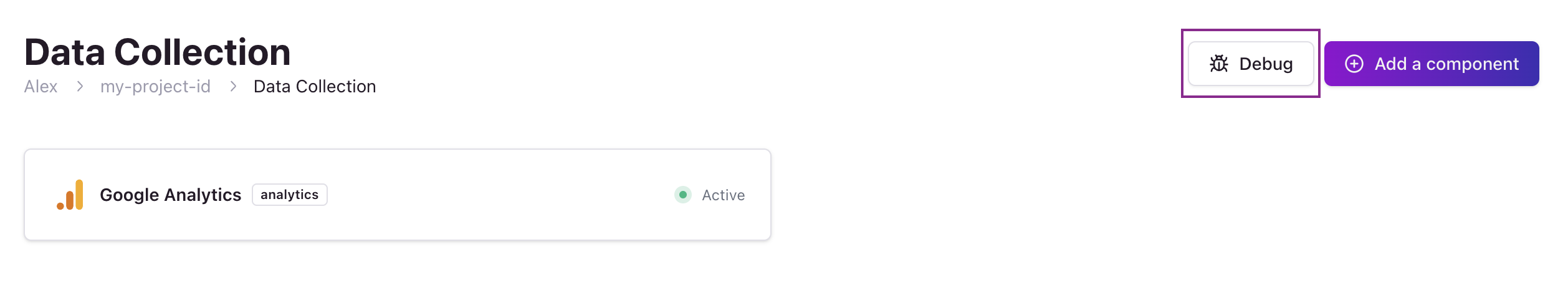 Where to find the debugging page for your project