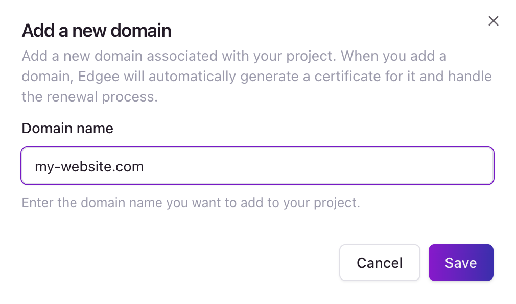 Enter the domain name