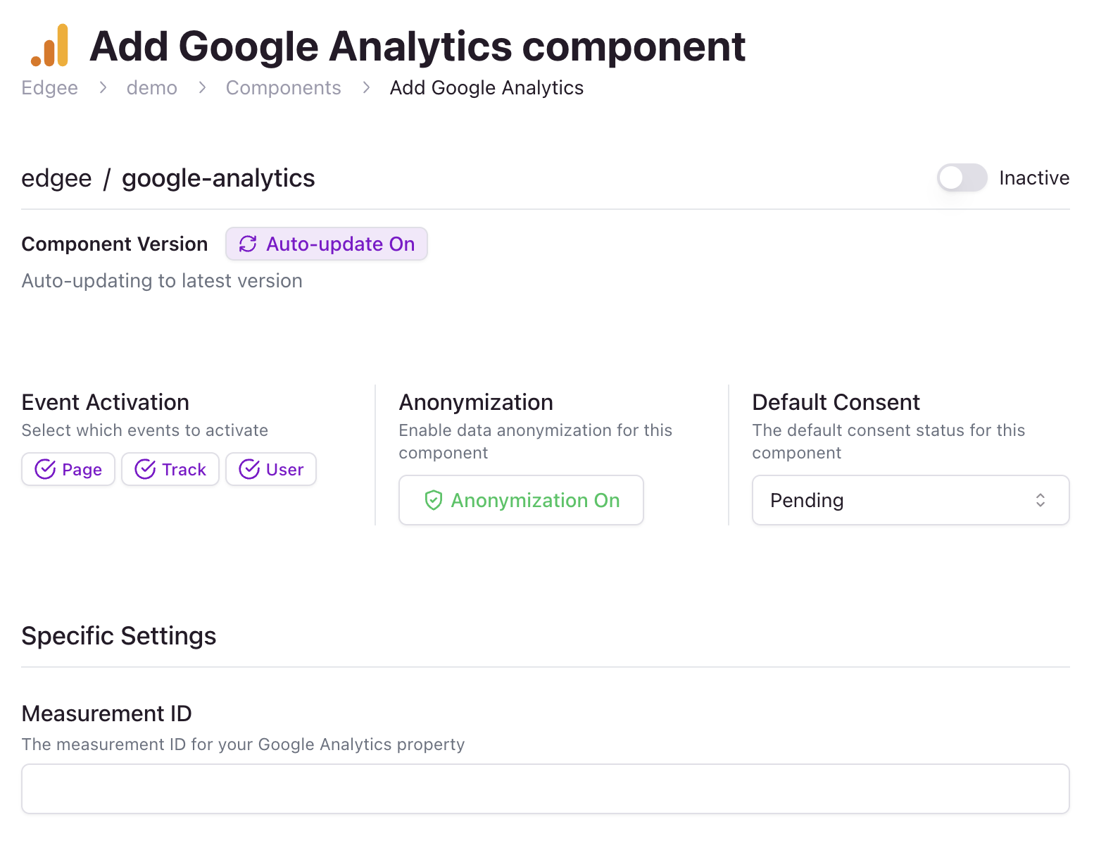 Configure your component.