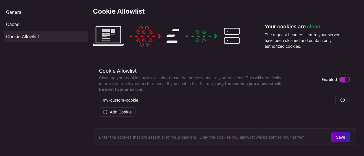 How to enable cookie allowlist on Edgee
