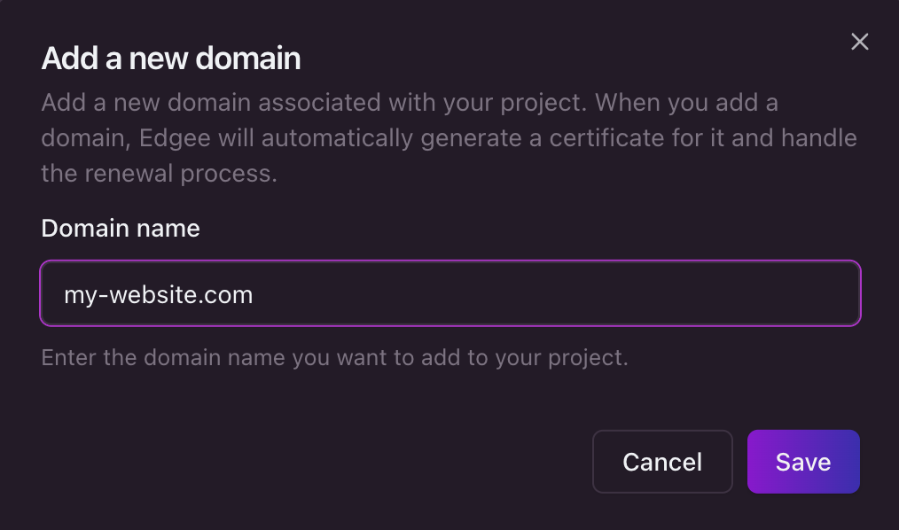 Enter the domain name