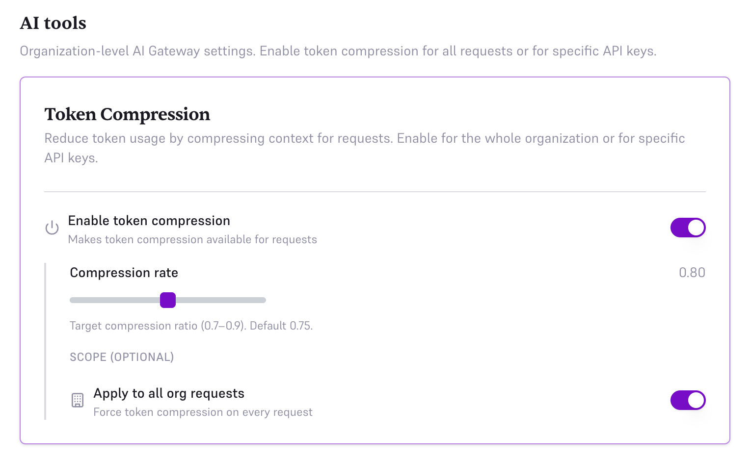 Enable compression organization-wide