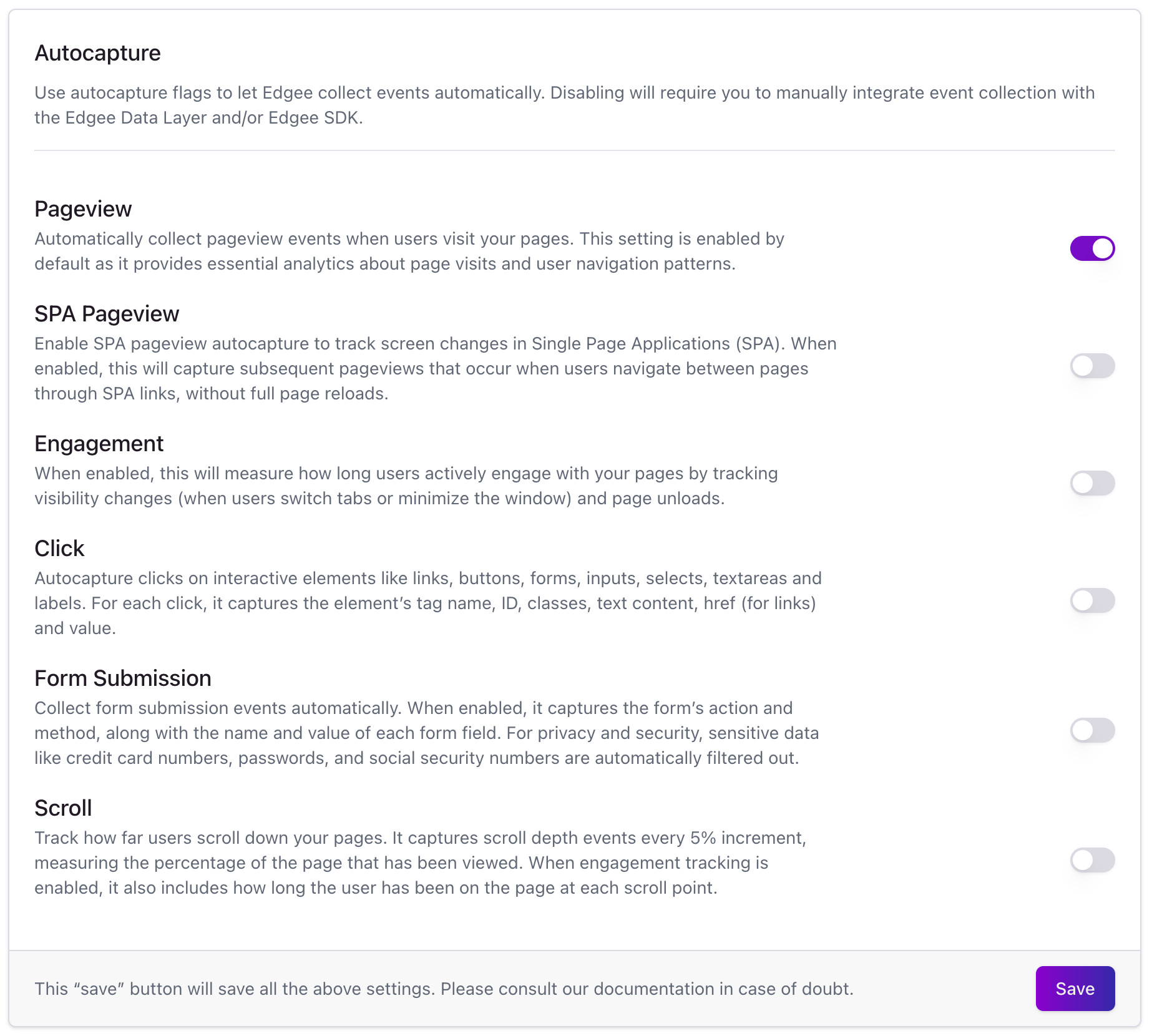 Autocapture Settings