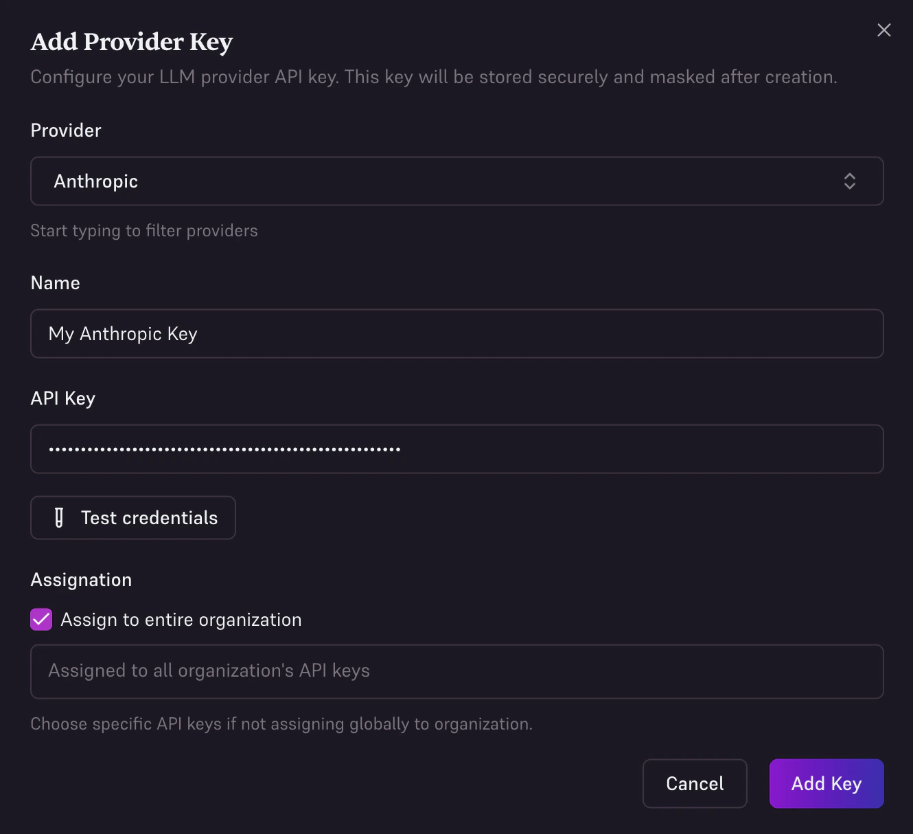Create a provider key