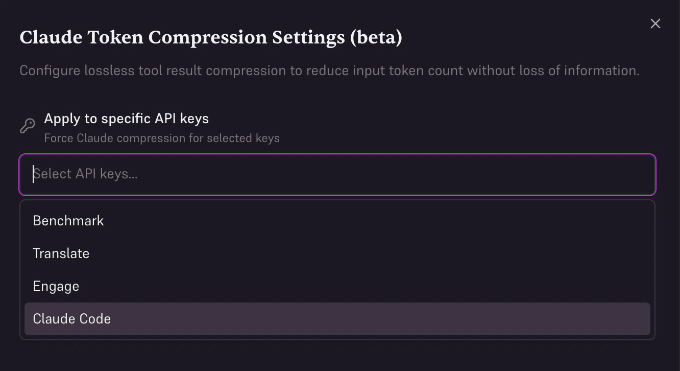 Enable compression for specific API keys