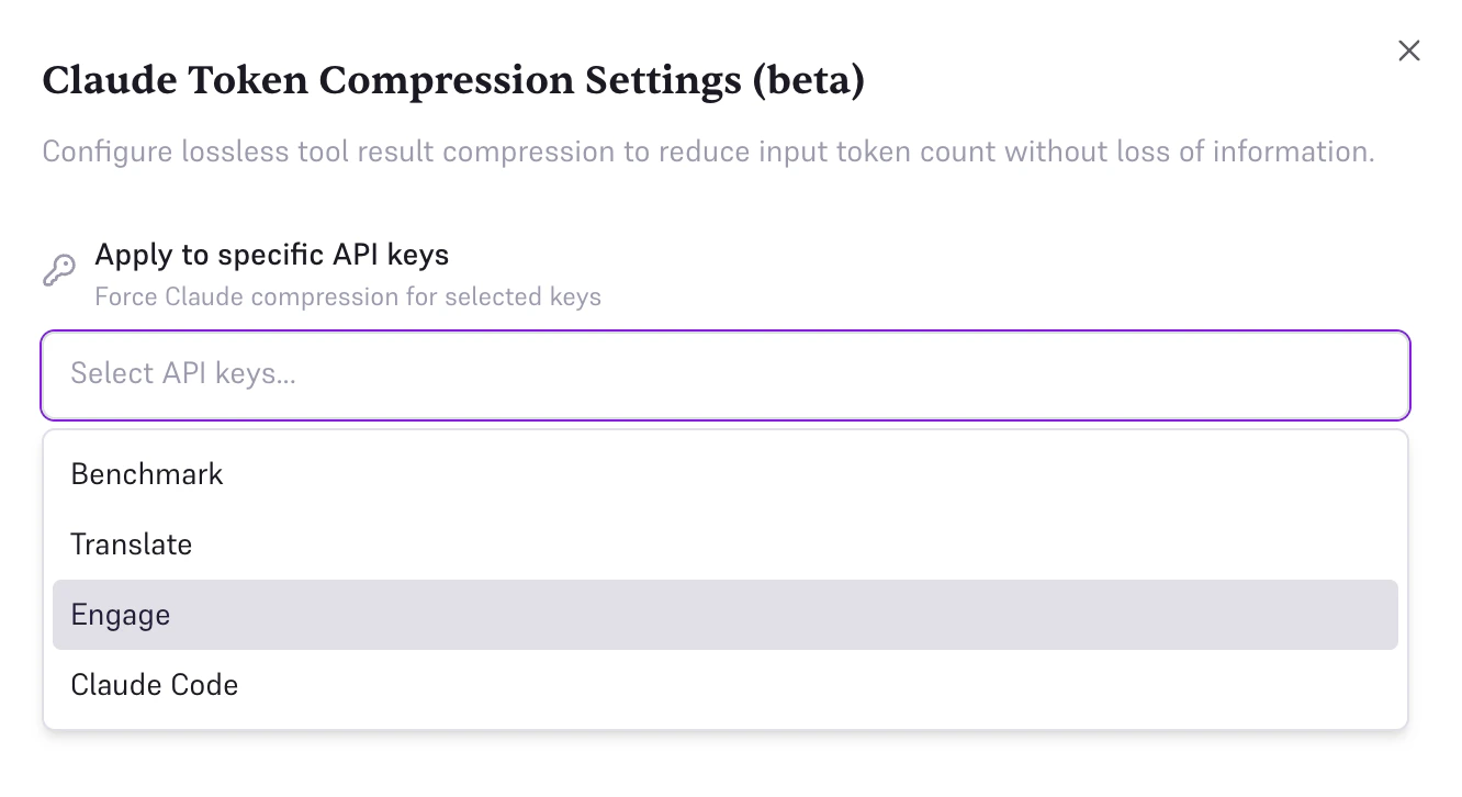 Enable compression for specific API keys